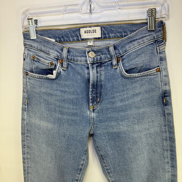 AGOLDE Toni Jeans High Rise Slim Fit Ankle Light Wash Denim Size 24 - Picture 2 of 10